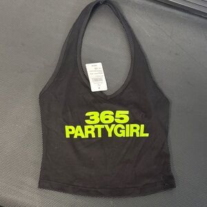 Windsor Black Tank Top with Neon Yellow Print